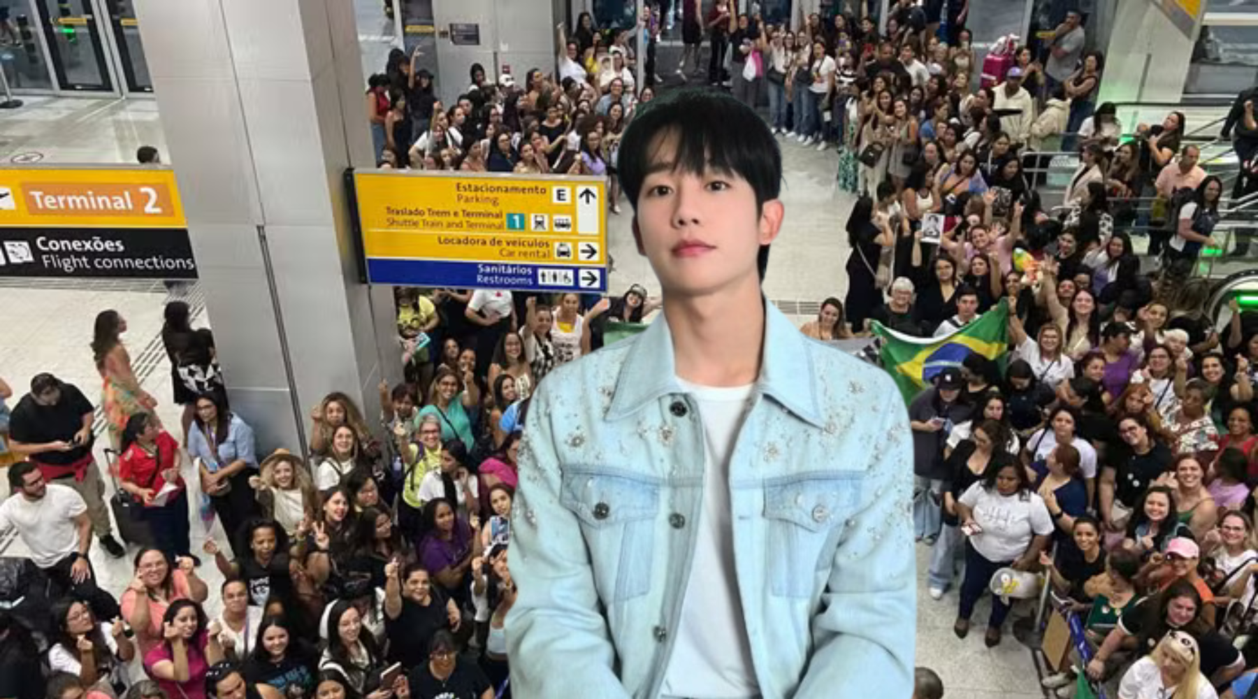 Fãs Recebem Jung Hae In no Aeroporto de SP para seu Primeiro 'Fan Meeting' no Brasil